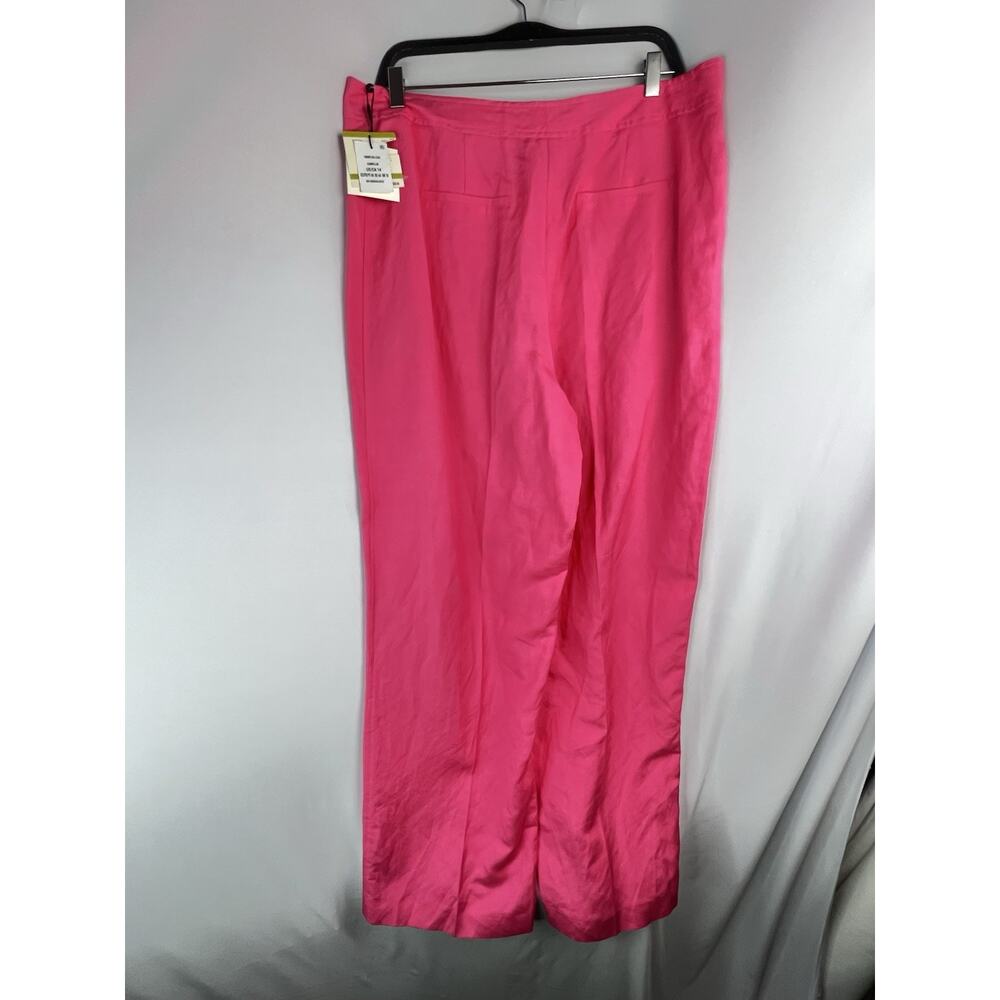 Anne Klein Women's Pink Linen Dress Pants Relaxed Straight 31" Inseam 14 - Picture 8 of 9